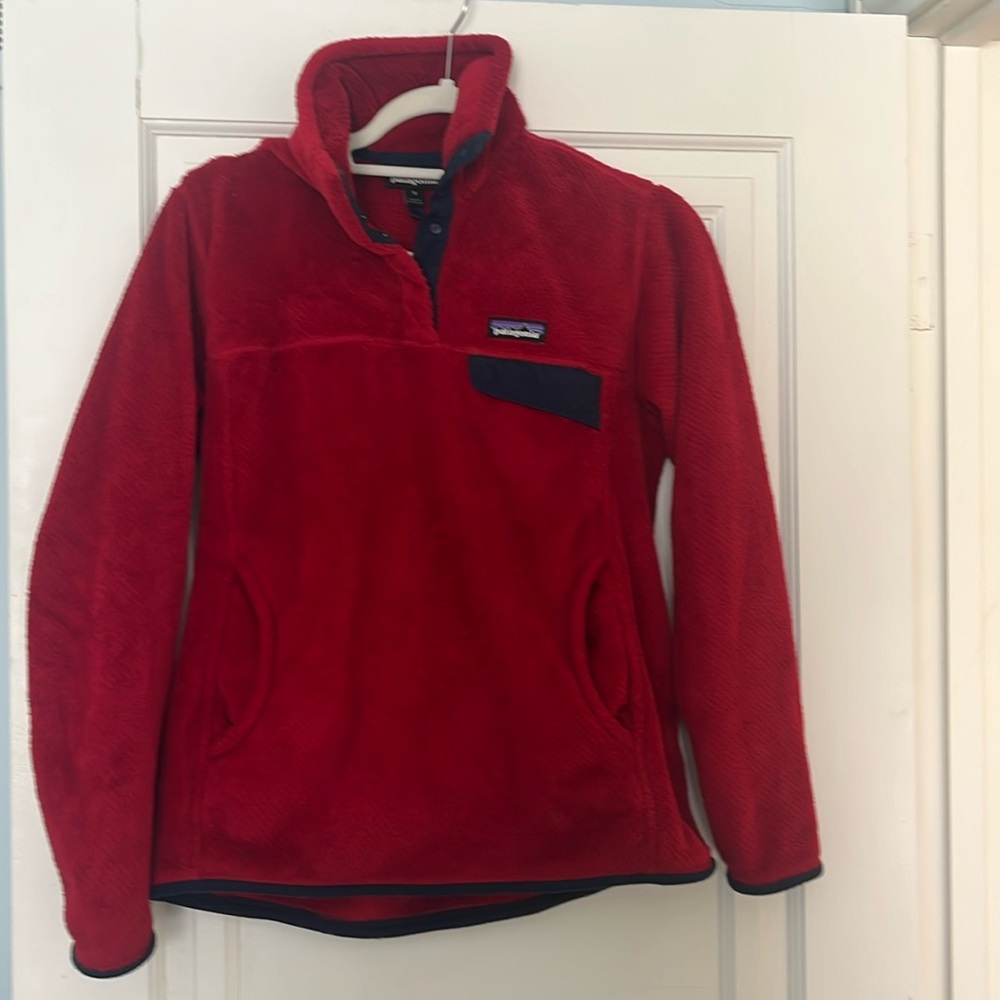 Patagonia Red Fleece Sweatshirt High Collar